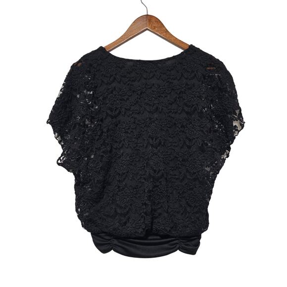 Love J. Top Black Lace Short Sleeve Stretch Whimsygoth Fairy Grunge Women's M - Picture 2 of 7